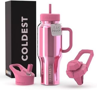 Coldest Tumbler with Handle and Straw Lid | 3 Lids Insulated Reusable Stainless Steel Water Bottle Travel Mug | Gifts for Women Him Her | Limitless Collection (36 oz, Pink Reflections)