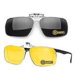 LUFF 2-Pack Polarized Clip-on Sunglasses Unisex Can Flip Up for Safty Driving