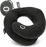 BCOZZY Neck Pillow for Travel Provides Double Support to The Head, Neck, and Chin in Any Sleeping Position on Flights, Car, and at Home, Comfortable Airplane Travel Pillow, Large, Black