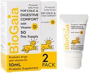 BioGaia Baby Probiotic Drops - Colic & Gas Relief + Vitamin D, 50-Day Supply, Safe for Newborns, Reduces Crying, Fussing, Colic, Gas, Spit-ups & Constipation, No allergens, Dairy or Soy (Pack of 2)