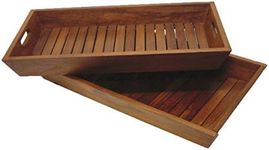 AquaTeak The Original Set of 2 Nesting Solid Teak Serving & Storage Trays