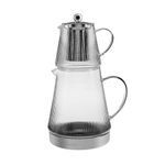 Karaca Keops Borosilicate Glass Teapot Set with Stainless Steel Infuser, 1.5L Kettle & 0.45L Glass Teapots with Infuser for Herbal Tea, Loose Leaf & Turkish Tea, Ideal All Hob Types, Dishwasher Safe