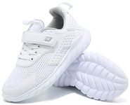 Kids Walking Sports Running Shoes Breathable Casual Boys Girls Trainers Lightweight Athletic Sneakers, White, 11.5 UK Child