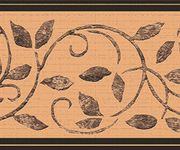 Dundee Deco DDAZBD9084 Peel and Stick Wallpaper Border - Damask Grey, Brown, Sepia Scrolls, Leaves Wall Border Retro Design, 15 ft x 7 in (4.57m x 17.78cm), Self Adhesive