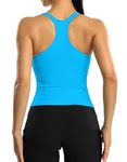 ATTRACO Women's Crop Tops with Built in Bras Gym Tops with Built in Bras Sport Vest Yoga Tank Tops Blue M