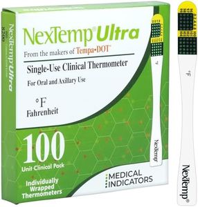 NexTemp Ultra Disposable Oral & Axillary Thermometer for Adults, Single Use Temperature Thermometer for Travel, Home, or First Aid Supplies, Easy to Read, Individually Wrapped, Fahrenheit, 100 Pack