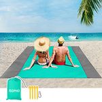 ISOPHO Beach Blanket, 79'Ãƒâ€”83' Picnic Blankets Waterproof Sandproof for 4-7 Adults, Oversized Lightweight Beach Mat, Portable Picnic Mat, Sand Proof Mat for Travel, Camping, Hiking, Packable w/Bag