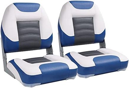 NORTHCAPTAIN T1 Deluxe Low Back Folding Boat Seat,Stainless Steel Screws Included,White/Pacific Blue/Charcoal(2 Seats)