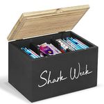 COZYYROME wooden bathroom box, shark week organizer box for girls (black)