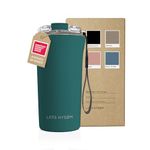 LARS NYSØM Thermo Coffee Mug-to-go with Strap 17oz | BPA-Free Travel Mug 0.5 Liter with Insulation | Leak Proof Stainless Steel Thermal Mug for Coffee and Tea to Go | Tea Mug (Pine Green, 500ml)