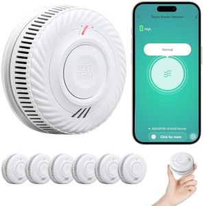 PHYSEN Intelligente Rilevatore di Fumo 10 Anni Batteria, Rilevatore di Fumo Wi-Fi con Sensore Fotoelettrico, Rilevatore di Incendio Conformi a EN14604, Compatibile con Tuya/Smart Life APP, 6St