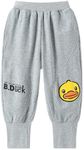 B.Duck Unisex Kids Sweatpants with Pocket Cute Cartoon Duck Graphic Printed Elastic Waist Active Joggers Pants for Toddler Boys Girls Grey Size 5-6 Years