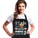 Gaosaili Funny Apron for Women Cooking Apron with Pockets Adjustable Kitchen Baking Cotton Apron BBQ Chef Bib Aprons Birthday Thanksgiving Gift for Wife Girlfriend Boyfriend Mom Grandma-I Bake Because