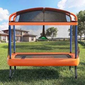 Mazam 6FT Trampoline for Kids 150kg Capacity Indoor & Outdoor Kid Trampoline with Fitness Bar and Fun Swing 185 x 123 x 164 cm