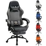 Play haha.Gaming chair Office chair Swivel chair Computer chair Work chair Desk chair Ergonomic Chair Racing chair Leather chair Video game chairs (Grey,With footrest)