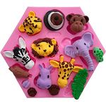 UG LAND INDIA Forest Animals Fondant Cake Decorating Molds Zoo Animals Silicone Mold for Chocolate Candy Gum Paste Clay Sugar Craft Cupcake Topper Supplies (Elephant Lion Giraffe Monkey Zebra Hippo)