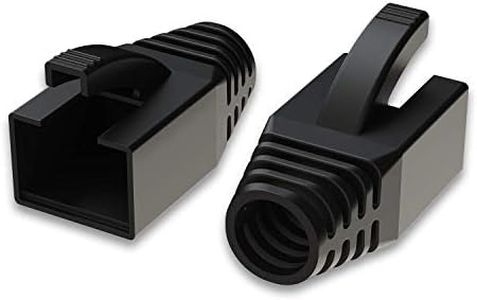 LINKUP - RJ45 Connector Boots for Large Diameter Wires | Fits Cat6A Modular Plugs | for Round Cable | Black [50 Packs]