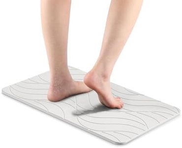 Navaris Tapis de bain diatomite - Tapis en terre de diatomée 60 x 39 x 0,9 cm antidérapant absorbant séchage rapide pour sol salle de bain douche - Tapis ivoire