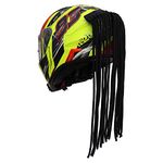 Grandbiker Polyester Universal Design Predator Dreadlocks/Add-On Hair Attachment for Rider Helmet, Black and Neon 6 mm predator with 24 hair length ( Helmet not incluted)