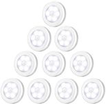 Criacr Motion Sensor Light, 10 Pack Stick-on Under Cabinet Lights with Removable Magnet, Battey Powered Cordless Closet Lights, Auto On/Off, for Wardrobe, Closet, Hallway, Kitchen, Stairs (White)