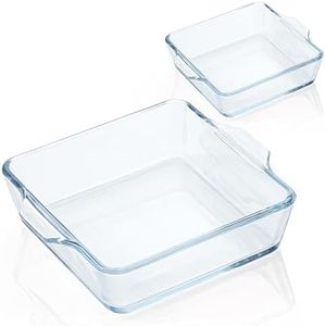 5x5 Small Baking Dish, 2Pcs Small Baking Dishes for Oven Air Fryer Safe, 5 Inch Square Glass Small Baking Dish, Mini Casserole Dish with Handle