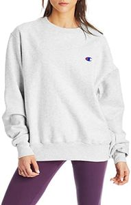 Champion Women's Crewneck Sweatshirt, Women's Boyfriend Fit Pullover Sweatshirt, Our Best Comfortable Sweatshirts for Women, Gfs Silver Grey C Logo, Small