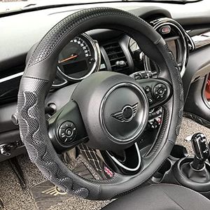 PINCTROT Steering Wheel Cover Great Grip with 3D Honeycomb Anti-Slip Design, Universal 15 Inch (All Black)