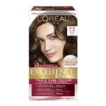 L’Oréal Paris Excellence Crème Permanent Hair Color, F3 Golden Brown, 100% Grey Coverage, Hair Dye, 1 EA (Packaging May Vary)