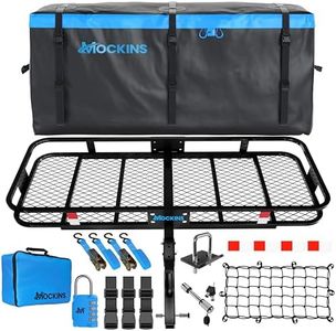 Mockins XL 60"x24"x6" Heavy Duty Trailer Hitch Cargo Carrier Hitch Mount |500lb Cap. Folding Receiver Hitch Cargo Rack w/Waterproof 25 Cu Hitch Cargo Carrier Bag |Fits 2" Cargo Hitch Receiver