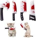 Potaroma 4Pcs Cat Toys Catnip Crinkly Sound Toy, Horror Knife-Shaped Kitten Bite Kicker Toys, Indoor Exercise 7.5 Inches for All Breeds