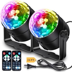 Apeocose 2-Pack Sound Activated Disco Ball Party Lights with Remote Control, Music Sync DJ Lighting Stage Strobe Light for Christmas Birthday Decorations Bachelorette Karaoke Home Room Dance Parties