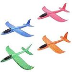 Manual Throwing Foam Airplane Toys, 4pcs Glider Plane Model Aircraft Kit for Boys Girls Toddlers Adults Outdoor Sports