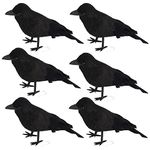 CCINEE Halloween Black Crows,Realistic Feathered Crow Ravens Prop for Indoor Outdoor Halloween Party Decoration,Pack of 6