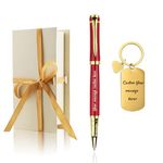 Personalized Pen with Custom Keychain,Luxury Pen Set with Pen Bag Gift Card - Engraved with your Message Names Company Names Phone Number Gift for Business Men Women