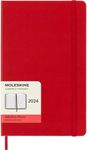 Moleskine Classic 12 Month 2024 Daily Planner, Hard Cover, Large (5" x 8.25"), Scarlet Red