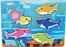 Cardinal Games 6054918 Baby Shark Chunky Wood Sound Puzzle, Multi Colour