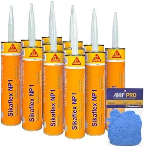 MasterSeal NP1 Black 10.1oz Polyurethane Sealant- Pack of 12 with AWF PRO Gloves. One Component, Flexible, Non Sag, Elastomeric Acoustic Sealant