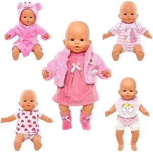 Festfun 5 Vêtements de Poupée Poupon Robe Vêtement de Poupée Poupon Barboteuse Pyjama Habit pour Poupée Poupon de 36cm