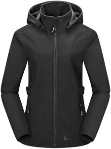 Outdoor Ventures Veste softshell courte doublée pour femme - Veste fonctionnelle imperméable avec capuche amovible - Veste de pluie d'extérieur - Manteau softshell pour la randonnée, la course, les