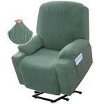 KPPKOU High Stretch Recliner Slipcover with Side Pocket Electric Power Lift Recliner Chair Cover,Soft Jacquard Fabric Fitted Standard Large Power Lift Recliner (Green)