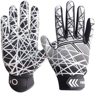FINGER TEN Football Receiver Gloves Youth Receiving Gloves Pro 3.0 Durable Breathable Flexible for Kids Boys Girls in White Red Black Blue Small Large Medium X-Large (Black, Medium)
