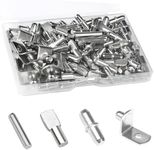 108Pcs Shelf Pins Kit, Metal Nickel Plated Shelf Support pin, Cabinet Shelf Bracket Pegs Shelf Pins Holders for Kitchen Furniture & Closet 4 Styles ( 5mm & 1/4inch )