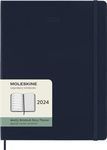 Moleskine Weekly Agenda with Space for Notes 12 Months 2024, Agenda 2024, Size XL 19x25, Hard Cover and Elastic Closure, Colour Sapphire Blue