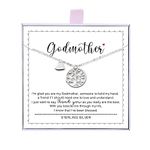 AmpleLove Godmother Necklace, Sterling Silver Tree of Life Pendant Necklace, Godmother Gifts from Godchild, Fairy Godmother Gifts