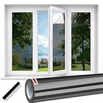 Linarun Reflective Window Film Privacy One Way Window Film UV Mirror Tint Window Film Anti Glare Static One Way Privacy Film for Glass Windows Sun Blocker Heat Reducing, Black Silver 30x200