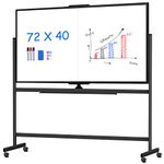 72x40 InchDouble Sided Rolling Whiteboard, Mobile Whiteboard Magnetic White Board, Large Reversible Dry Erase Board Easel Standing Board on Wheels (72x40 Black)