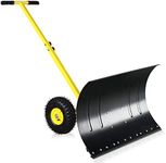 Outvita Snow Shovel with Wheels, 29" Wide 18" Long Snow Plow Shovel Angle & Height Adjustable Padded Handle Efficient Snow Clean Tool for Driveway or Pavement Yellow