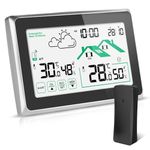 Weather Station, Weather Station with Outdoor Sensor Wireless UK, Digital Room Thermometer Hygrometer Indoor Outdoor, Large LCD Screen with Backlight 12/24H Automatic Time Forecast