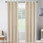 JIVINER 2 Panel Set Linen Blackout Curtains for Bedroom Living Room Darkening Curtains Grommet Thermal Insulated 84 inch Window Drapes Panels (Beige, W52 X L84,2 Panels)