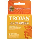 Trojan ultra ribbed, 3 count